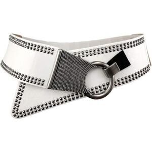 Fashion Wide Waist Belt Elastic Stretch Cinch Belts With Interlock Buckle White